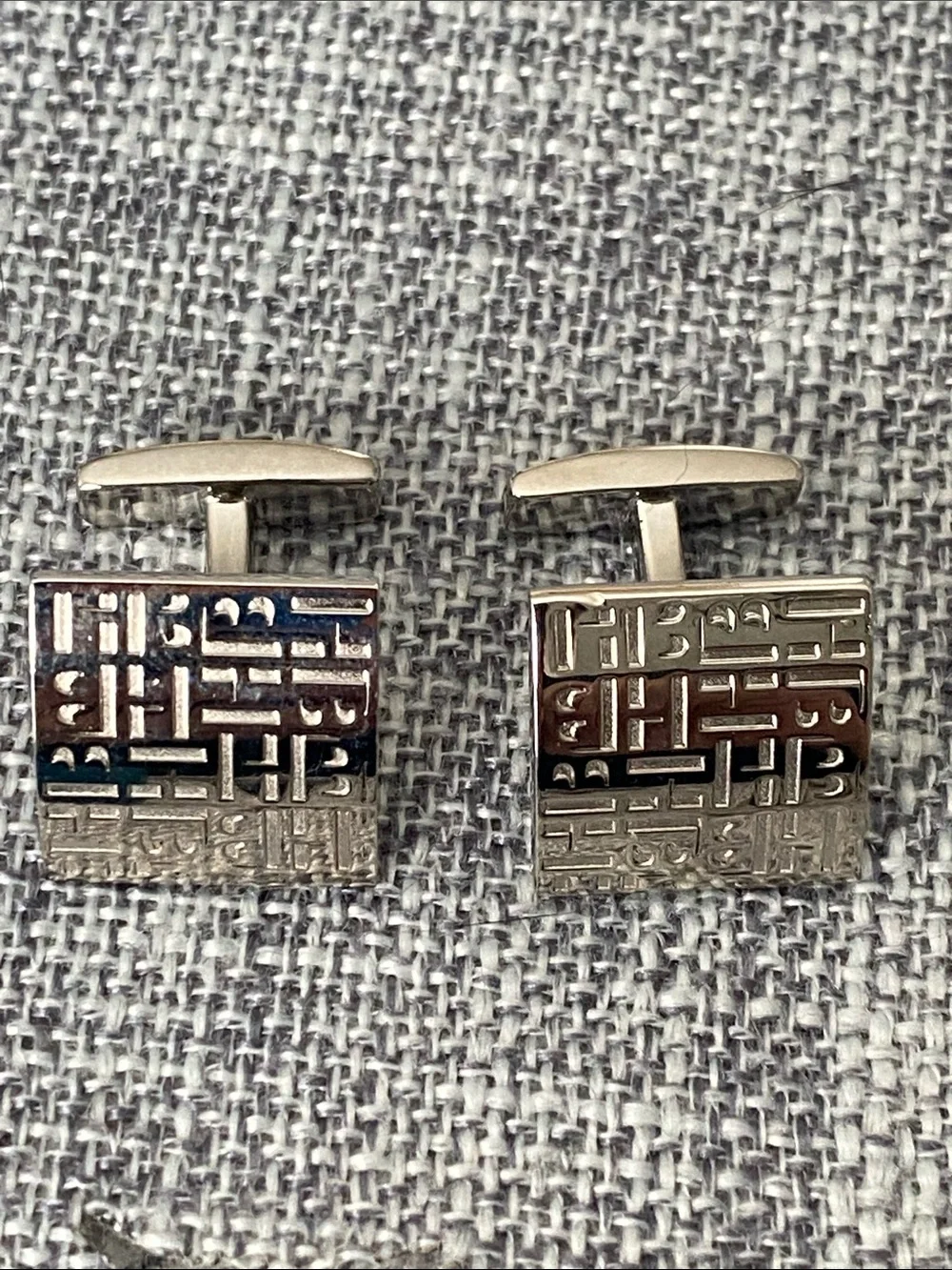 Hugo Boss Silver Textured Square Cufflinks